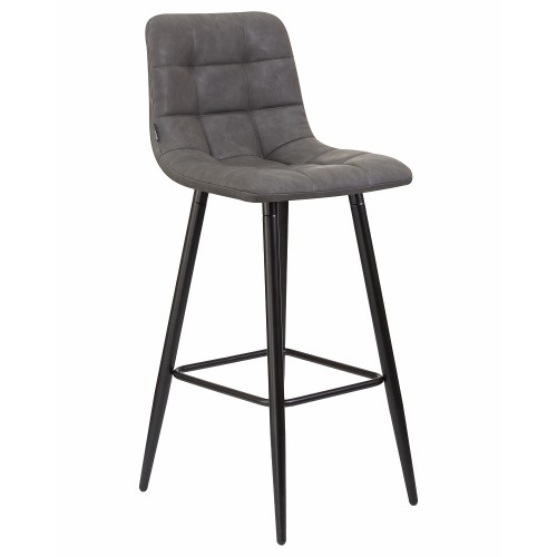 Барный стул ALBA MARKO, черные матовые ножки, серая антрацитовая винтажная экокожа (RU-08)