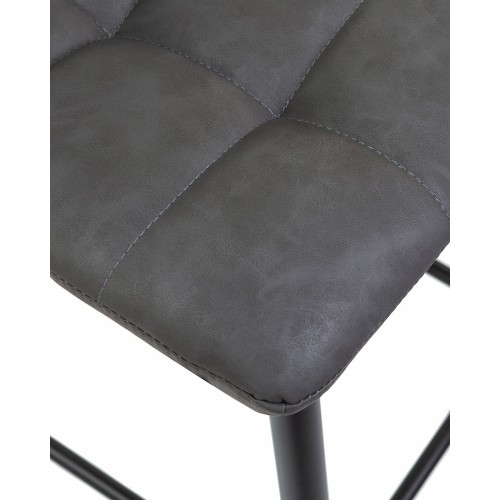 Барный стул ALBA MARKO, черные матовые ножки, серая антрацитовая винтажная экокожа (RU-08)