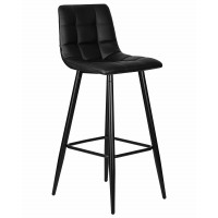 Стул барный DOBRIN MARKO, черные матовые ножки, черная экокожа (P-01)