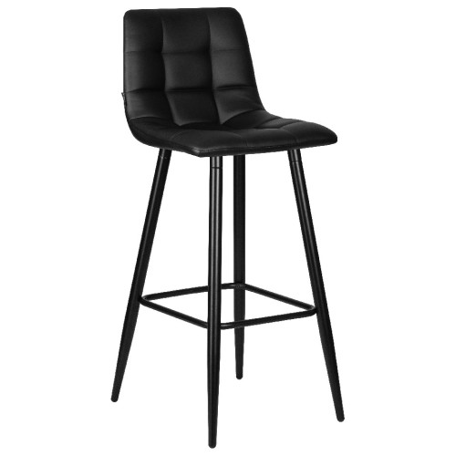 Стул барный DOBRIN MARKO, черные матовые ножки, черная экокожа (P-01)