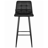 Стул барный DOBRIN MARKO, черные матовые ножки, черная экокожа (P-01)