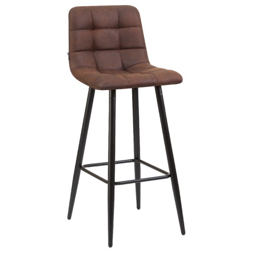 Стул барный DOBRIN MARKO, черные матовые ножки, коричневая искусственная замша (PK-03)