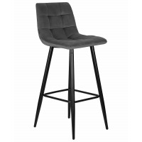 Стул барный DOBRIN MARKO, черные матовые ножки, темно-серый велюр (108-91)