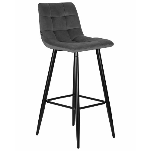 Стул барный DOBRIN MARKO, черные матовые ножки, темно-серый велюр (108-91)
