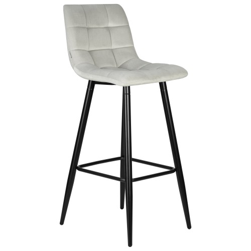 Стул барный DOBRIN MARKO, черные матовые ножки, светло-серый велюр (108-52)