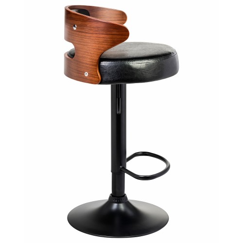 Стул барный ALBA MIA, коричневое дерево, чёрный