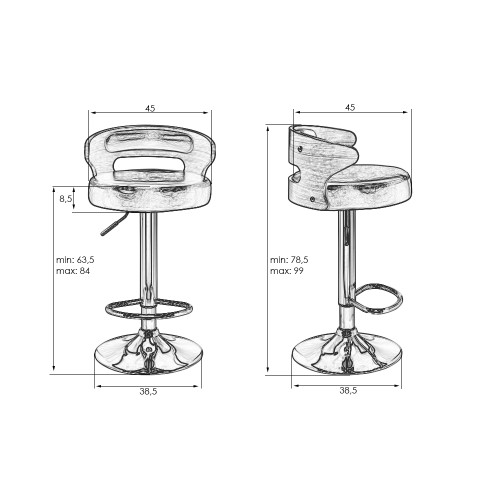 Стул барный ALBA MIA, коричневое дерево, чёрный