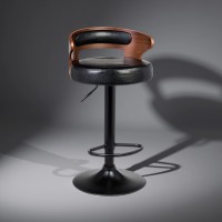 Стул барный ALBA MIA, коричневое дерево, чёрный