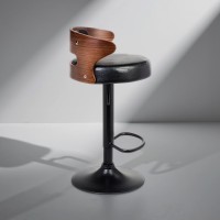 Стул барный ALBA MIA, коричневое дерево, чёрный
