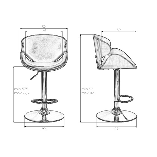 Стул барный ALBA CHELSEA, коричневый орех дерево (BWW), черный PU