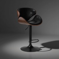 Стул барный ALBA CHELSEA, коричневый орех дерево (BWW), черный PU