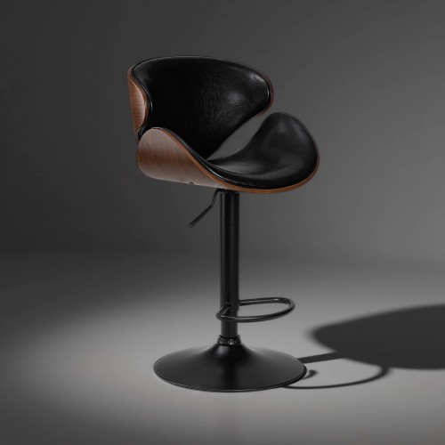 Стул барный ALBA CHELSEA, коричневый орех дерево (BWW), черный PU