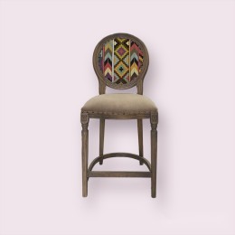 Полубарный стул Медальон массив бука, под старину, покраска маслом графит