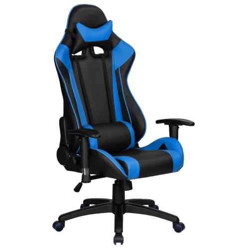 Игровое кресло ALBA ANT, чёрно-синяя экокожа