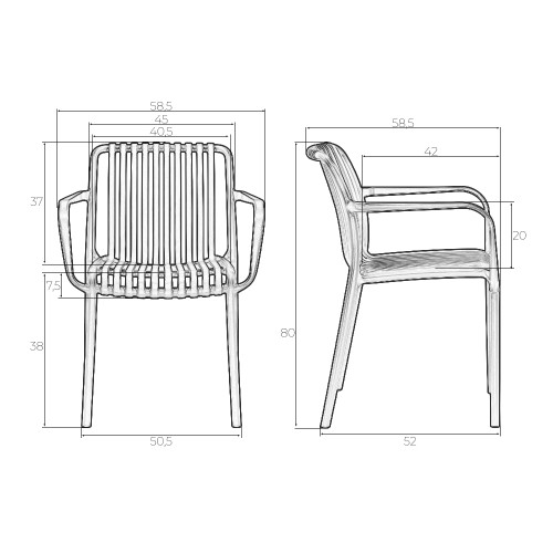 Стул обеденный ALBA STRAP ARM, тёмно-серый (GR-04)