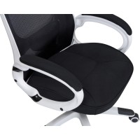 Офисное кресло для руководителей ALBA EGG, белый пластик, чёрная ткань