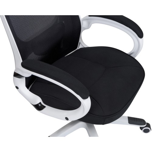 Офисное кресло для руководителей ALBA EGG, белый пластик, чёрная ткань