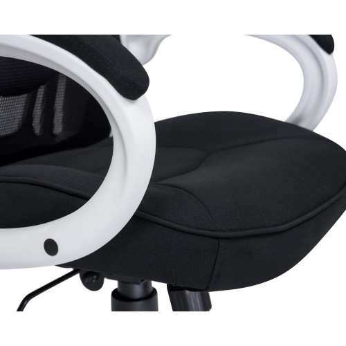 Офисное кресло для руководителей ALBA EGG, белый пластик, чёрная ткань