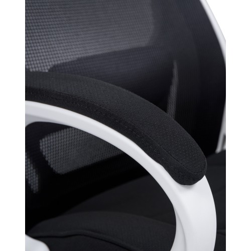 Офисное кресло для руководителей ALBA EGG, белый пластик, чёрная ткань
