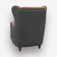 Интерьерное каминное кресло Манхэттен комбинированное с натуральной кожей