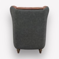 Интерьерное каминное кресло Манхэттен комбинированное с натуральной кожей