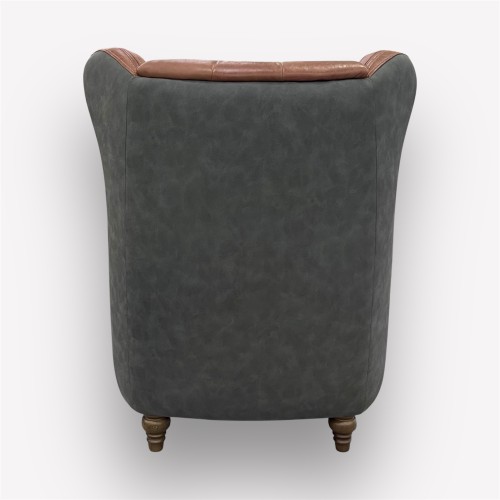 Интерьерное каминное кресло Манхэттен комбинированное с натуральной кожей