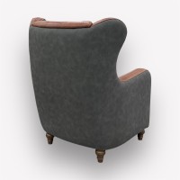 Интерьерное каминное кресло Манхэттен комбинированное с натуральной кожей