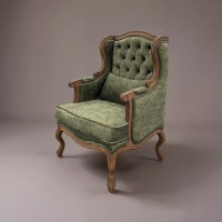 Интерьерное каминное кресло Сезарина с каретной стяжкой (капитоне) и мягкой подушкой