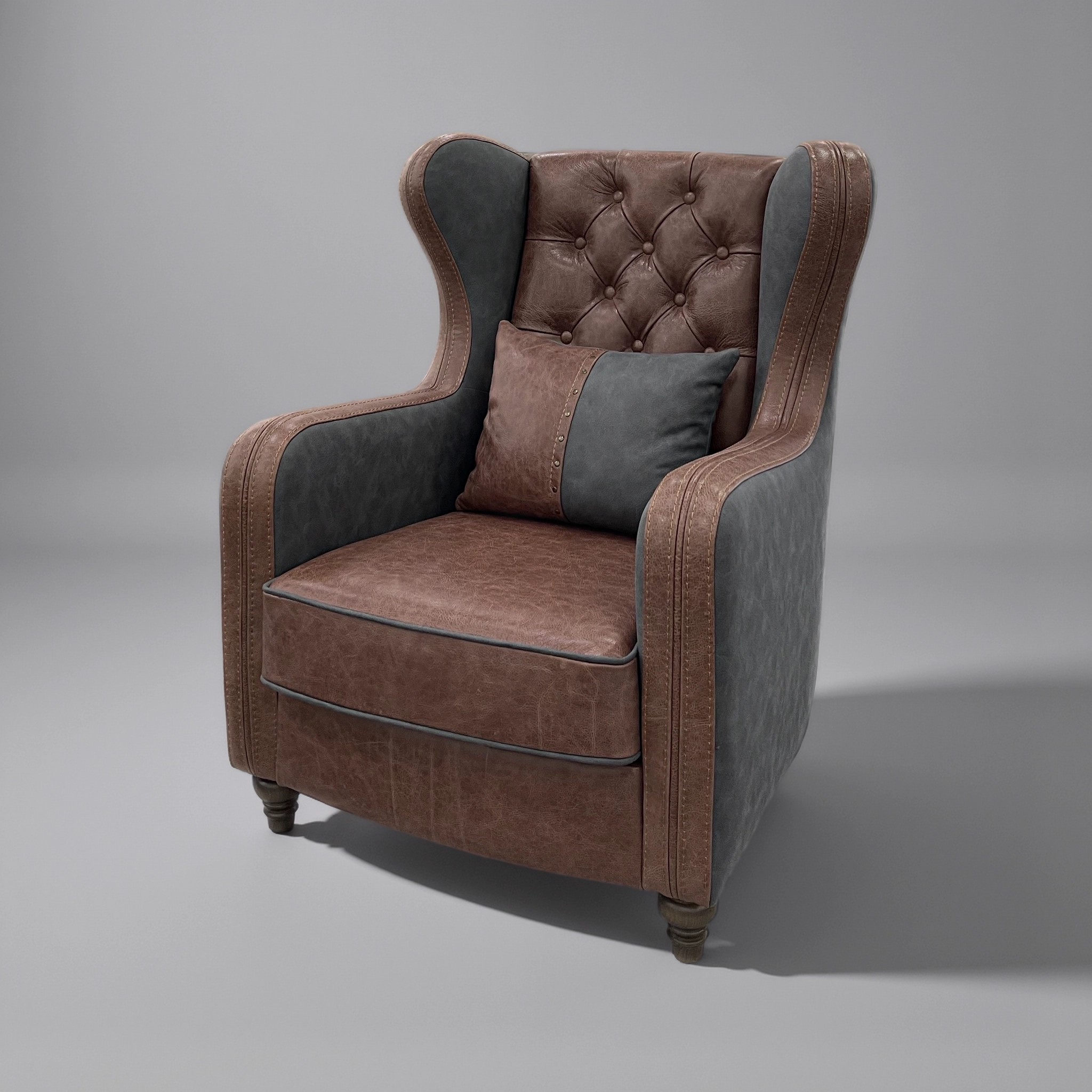 каминное кресло с ушами и декоративной подушкой